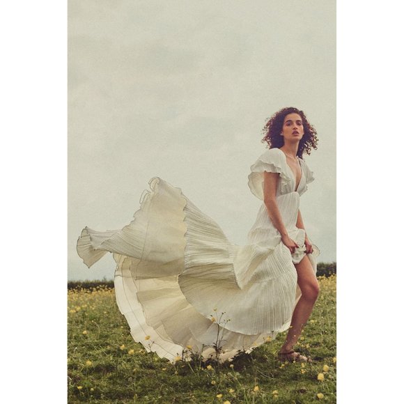 BHLDN Valerie Gown Flutter Sleeve Size 10 and 12 - Picture 7 of 8